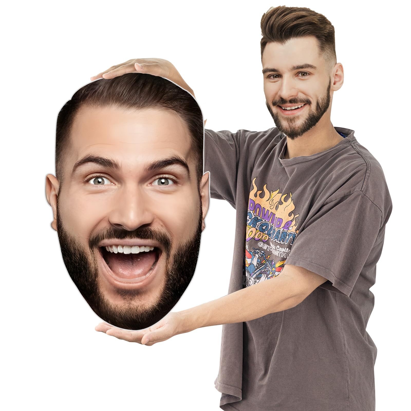 EnjoyView Custom Big Head Cutout, Giant Fun Fathead, Fat Head Cardboard Customize, Personalized Face Signs, Upload Your Photo, 1 Piece, 3 Size, Up to 36” Tall