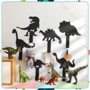 Zhengmy 6 Pcs Dinosaur Coat Hooks Wall Hook Black Metal Coat Hooks Dinosaur Bathroom Decor Wall Hanger Dino Decor for Boys Room Dinosaur Theme Decorations for Bathroom Bedroom Nursery