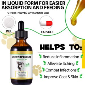 Dog Yeast Infection Treatment, Natural Yeast Infection Treatment for Dogs, Supports Dog Ear Infection Treatment and Allergy Itch Relief, Reduces Inflammation,Improve Coat & Skin, Bacon Flavor, 2 Fl Oz