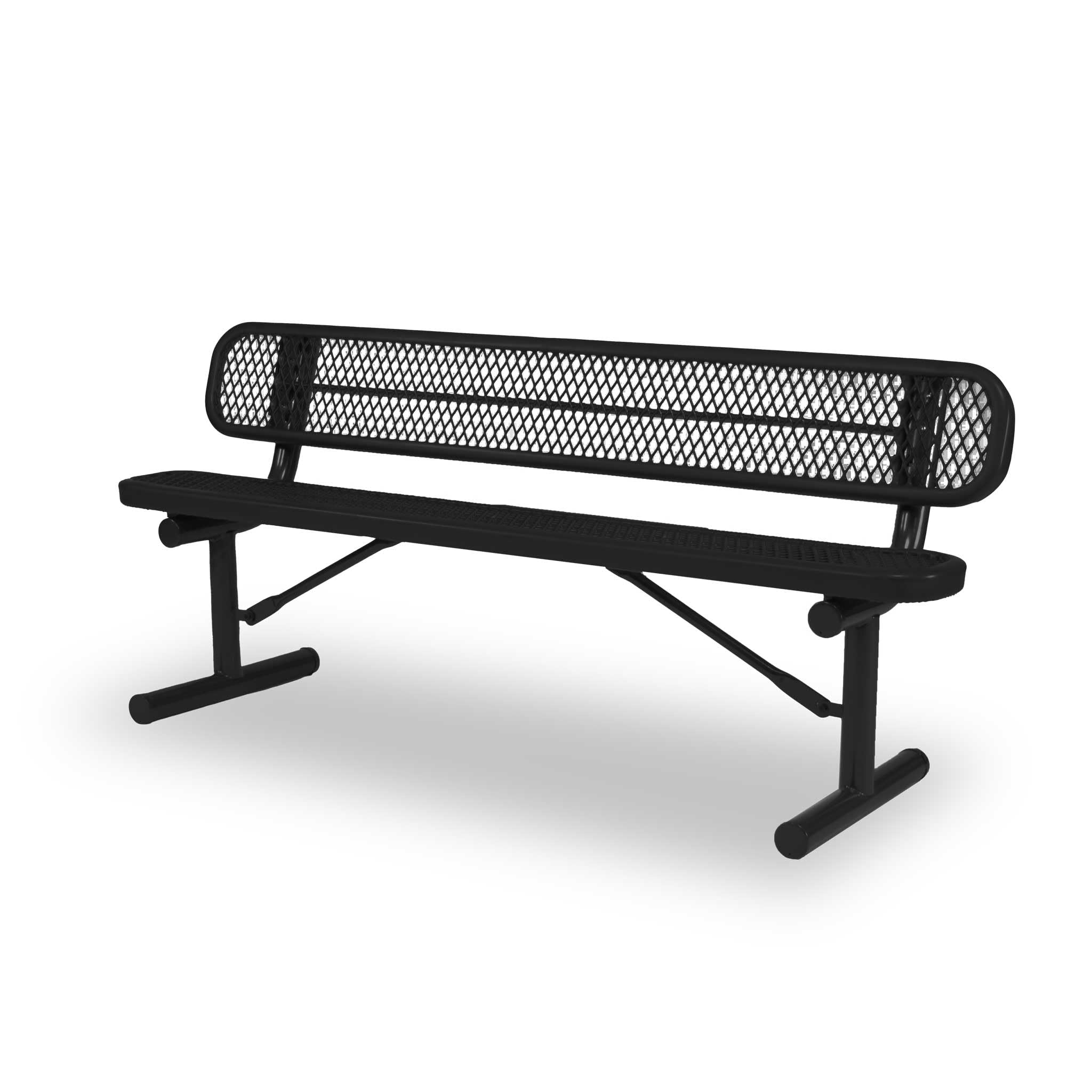 Wabash Valley 6-Foot Commercial Outdoor Bench with Backing | Diamond Pattern | Extremely Durable Plastisol Coated | Lifetime Outdoor Use | Withstands All Weather Conditions | Signature Collection