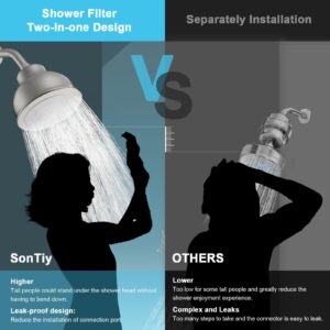 Shower Head with Filters,Shower Filter Head for Hard Water Remove Chlorine and heavy metal,Water Softener Shower Head Reduce Hair Shedding Soothe Dry Skin, Brushed Nickel Shower Head High Pressure