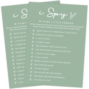 green theme bridal shower games 25 guests, i spy with my little camera bridal games, wedding advice cards, wedding games for reception, bride groom wedding bachelorette engagement party supplies-d02