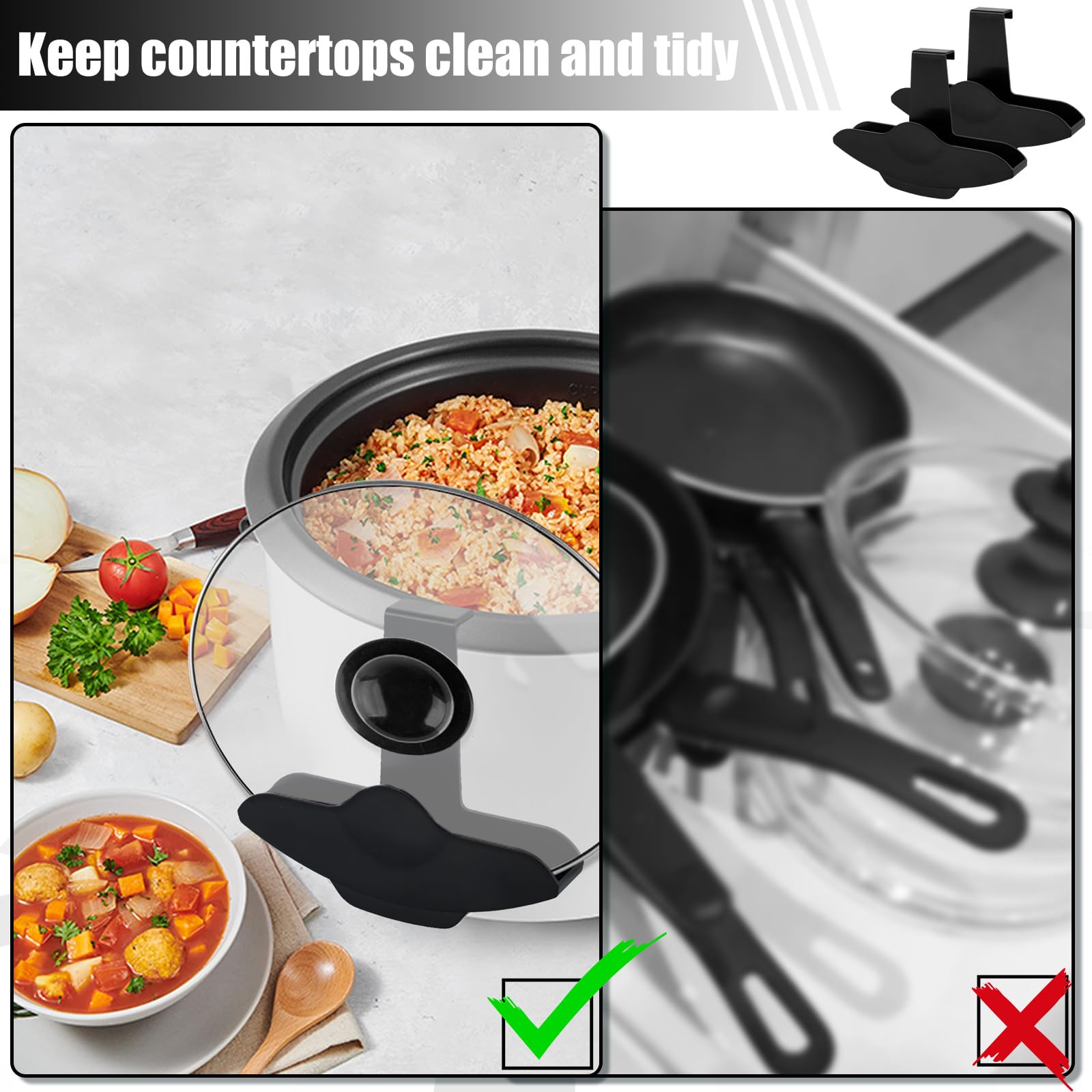 2Pcs Slow Cooker Lid Holder for Cooking Hand Free Pot Lid Holder Attachment Space Saving Cooker Pot Lid Holder Hand Free Pot Lid Organizer No Mess Cooker Lid Holder for Slow Cooker