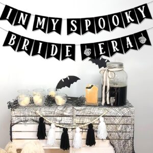 In My Spooky Bride Era Banner Halloween Bachelorette Banner Skeleton Bridal Shower Banner for Women Bride to Be Skull Wedding Engagement Bachelorette Party Decor Supplies