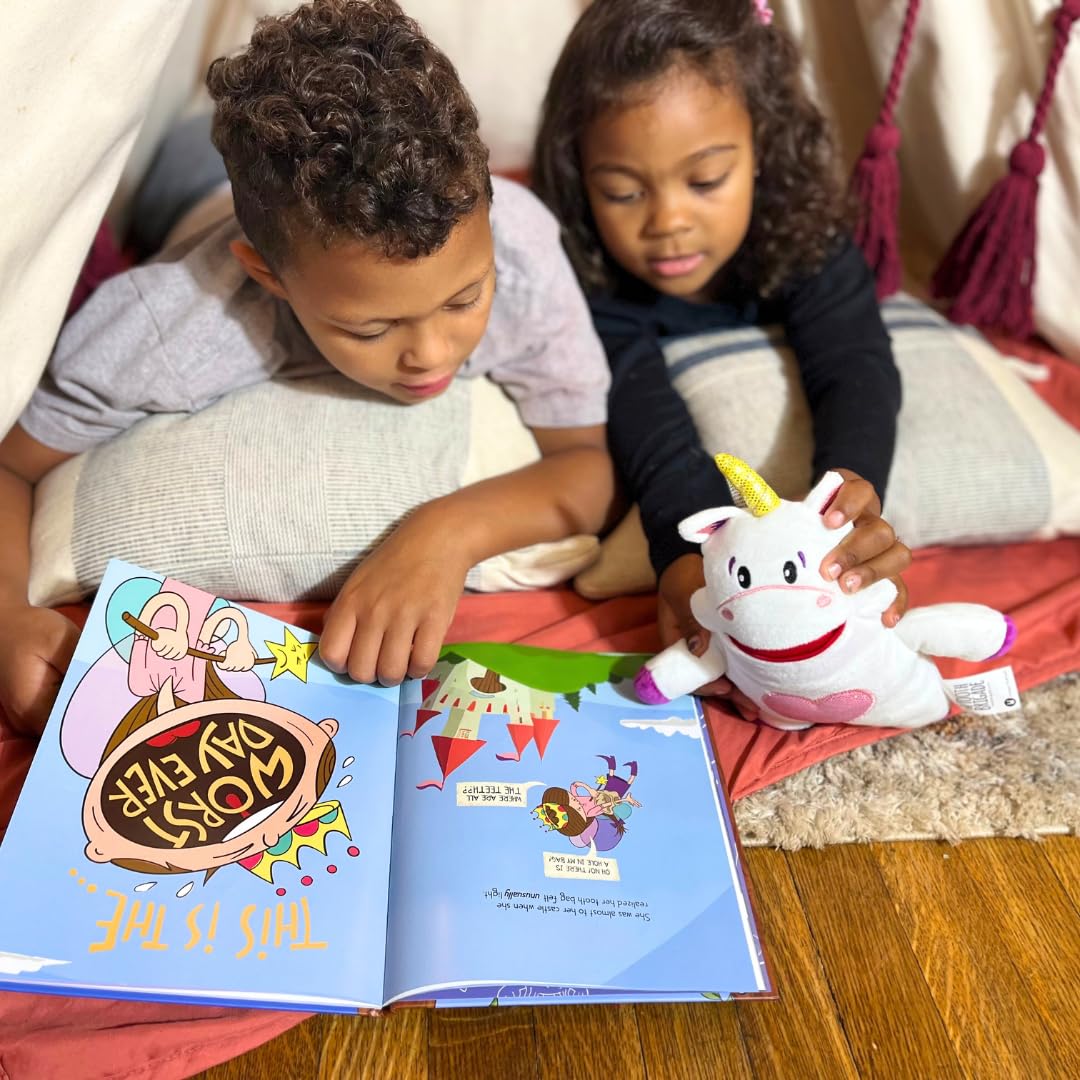 The Tooth Brigade Book and Tooth Fairy Pillow Bundle, Interactive Set Includes 8" Plush Toy with Lost Tooth Pocket and The Tooth Fairy's Best Day Ever! Hardcover Book (Sprinkles Unicorn Bundle)