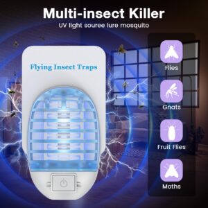 Flying Insect Trap 2 Devices+6 Refills, Bug Zapper+Insect Trap for Home,Kill Grid & Glue Dual Efficacy Mosquito Killer,Plug-in Fly Traps for Flies, Fruit Flies, Moths, Gnats, and Other