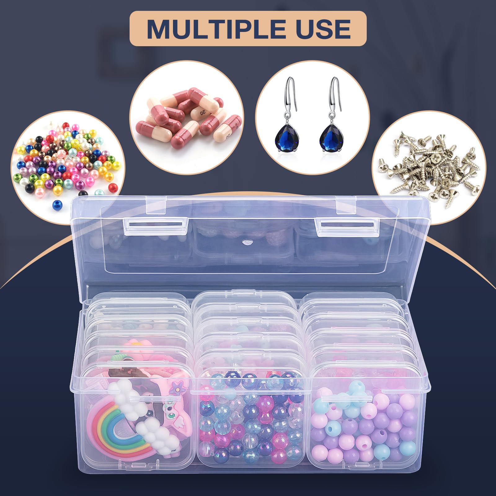 Udefineit Clear Small Bead Organizers, 15PCS Mini Bead Storage Cases & 1PCS Large Plastic Craft Box, Ideal for Jewelry Making, Beading Supplies, Diamond Painting, Nail Arts Accessories & Small Parts