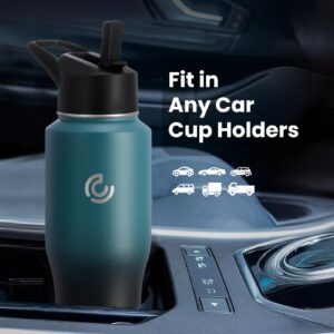 COKTIK Water Bottle Insulated, 32 oz Water Bottles Straw Lid, Spout Lid, Cold for 36 Hrs, Hot for 18 Hrs, Cup Holder Friendly Leakproof(Indigo Crush)