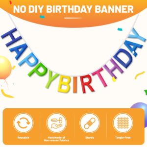 Pre-Strung Happy Birthday Banner NO DIY Happy Birthday Sign Reusable Personalized Birthday Party Banner Birthday Hanging Decoration Photo Prop for Kids Women Men Girl Boy (Rainbow)