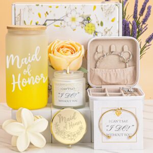 elysirise bridesmaid proposal gifts,maid of honor gifts,will you be my maid of honor,bridesmaid gifts for wedding day,bridal party gifts for wedding day yellow