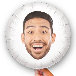 big dot of happiness personalized fun face photo balloons, custom birthday balloons, anniversary party decorations, baby shower, bachelorette party decor, circle double-sided mylar balloon, 1 piece