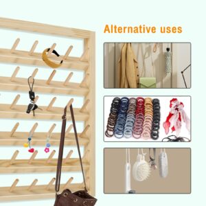 Abizarch Wooden Thread Holder, 48 Spool Wall Mounted Wooden Sewing Thread Rack with Screws, Multi Purpose Thread Holder Organizer for Embroidery Sewing Threads Hair Band(48 axis)