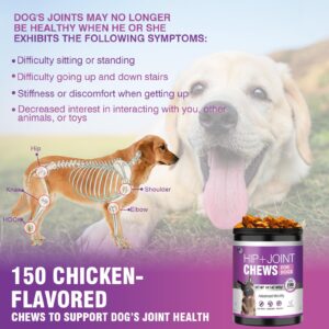 Glucosamine for Dogs 200pcs Joint Support Supplement Dog Hip and Joint Chondroitin Chews Treats with MSM Hemp Dog Joint Pain Relief Mobility Supplements Chicken Flavor Fit All Large Small Medium Breed