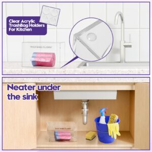 Trash Bag Holder Dispenser: Acrylic Trash Bag Dispenser for Organizing Kitchen and Pantry; Garbage Bag Holder Dispenser, Trash Bag Dispenser Roll Holder, Under Sink Trash Bag Organizer-Small