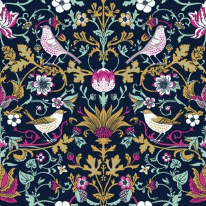 baoharthome william morris peel and stick wallpaper contact wall paper vintage dark floral victorian modern botanical retro self adhesive vinyl wallpaper 17.7ft x 6.6ft