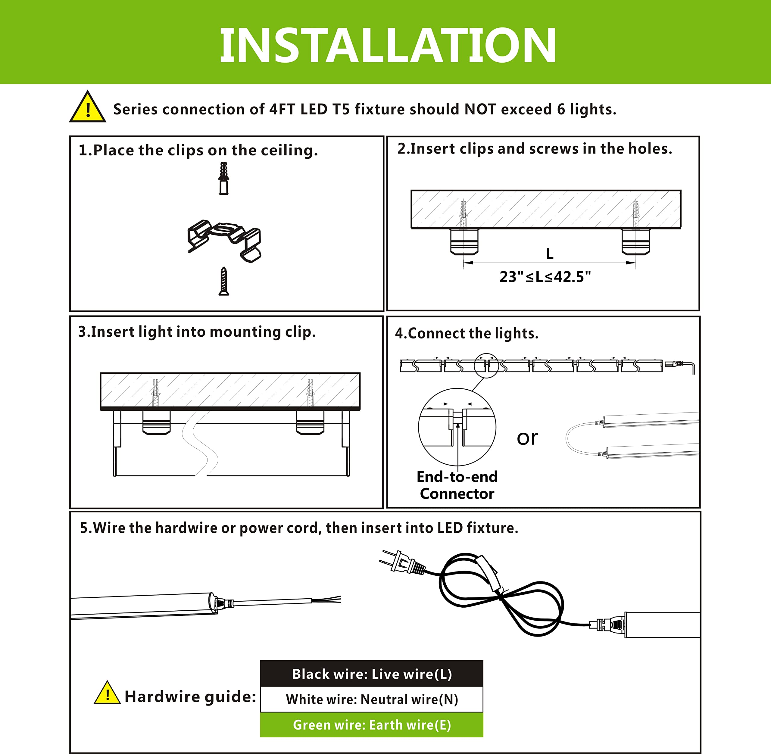 (8 Pack) Upgraded 4FT T5 LED Integrated Fixture, 6500K,20W,2300LM(Super Bright White) Linkable LED Shop Light,Garage Light,Ceiling and Cabinet Light,Strip Light,Corded Electric with ON/Off Switch