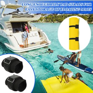 2Pcs Floating Water Mat Straps with Pad Protectors, Water Pad Storage Straps with Elastic and Anti-Slip Strips, Reusable Metal Buckle Nylon Cinch Securing Straps for Most Water Pad Mats (90 inch)