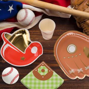 Lingringdcy 125 Pieces Baseball Party Decoration Tableware Set Baseball Field Disposable Napkins Plates and Cups for Baseball Theme Baby Shower Birthday Party Supplies, Serves 25