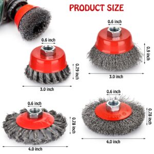 Wire Wheel for Angle Grinder 12 Pack, Coarse Crimped Wire Wheel Brush Wire Cup Brush 4 1/2 Angle Grinder Wire Wheel, Angle Grinder Attachments with 5/8-11unc Threaded Arbor