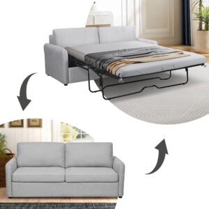 SumKea 78'' Sleeper Bed Couch Convertible Loveseat Plush Seat Cushions and Backrests, Lounge Sofa for Living Room, Apartment, Light Gray