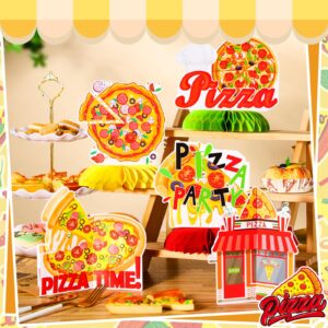 Weekgrat 12 Pcs Pizza Party Honeycomb Centerpieces Decorations Pizza Birthday Party Favors Table Sign for Birthday Baby Shower Food Party Supplies