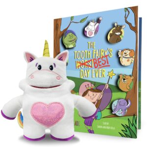 the tooth brigade book and tooth fairy pillow bundle, interactive set includes 8" plush toy with lost tooth pocket and the tooth fairy's best day ever! hardcover book (sprinkles unicorn bundle)