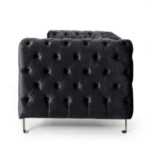 Yoglad Modern Tufted Velvet Sofa, 3-Seater Upholstered Couch with Metal Legs, Mid-Century Modern Velvet Accent Furniture for Living Room, Bedroom, or Apartment (83.75'' Black)