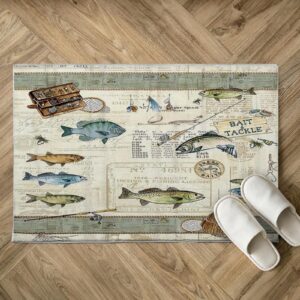 citari Fishing Area Rug 2x3 ft for Bedroom Entryway Rugs Non-Slip Bath Rugs Funny Bathmats Washable Carpet Indoor Floor Mats for Living Room Kitchen Kid's Room Modern Small Rug for Door Mat