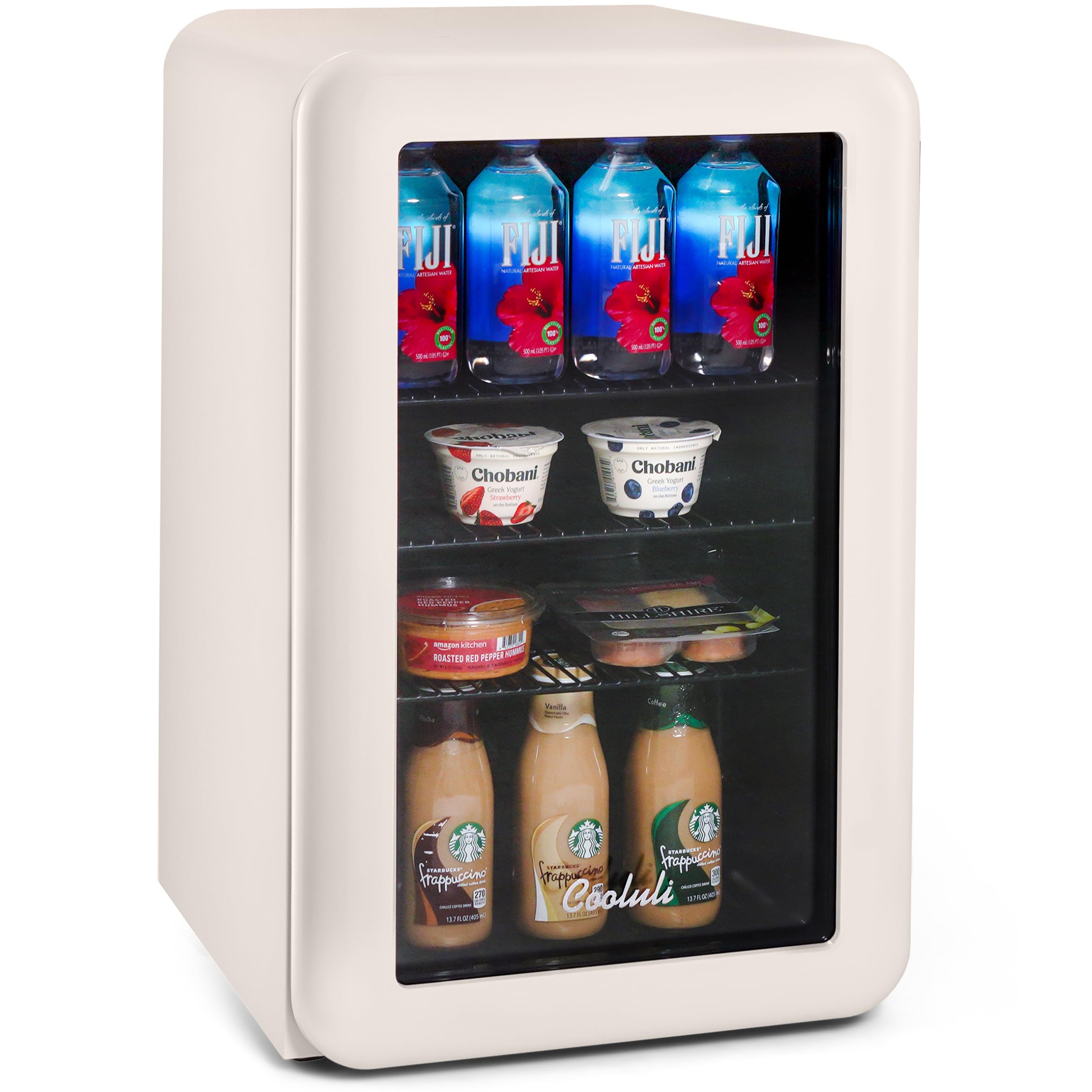 Cooluli Decor 2.4 cu ft Compact Mini Fridge with Glass Door - Small Refrigerator for Bedroom, Office, Dorm - Ideal for Soda Drinks, Beer (Cream)