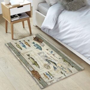 citari Fishing Area Rug 2x3 ft for Bedroom Entryway Rugs Non-Slip Bath Rugs Funny Bathmats Washable Carpet Indoor Floor Mats for Living Room Kitchen Kid's Room Modern Small Rug for Door Mat