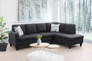 fuorola hugo, right facing sectional, charcoal gray