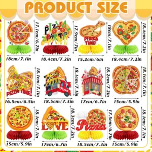 Weekgrat 12 Pcs Pizza Party Honeycomb Centerpieces Decorations Pizza Birthday Party Favors Table Sign for Birthday Baby Shower Food Party Supplies