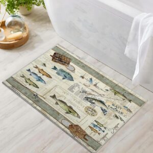 citari Fishing Area Rug 2x3 ft for Bedroom Entryway Rugs Non-Slip Bath Rugs Funny Bathmats Washable Carpet Indoor Floor Mats for Living Room Kitchen Kid's Room Modern Small Rug for Door Mat