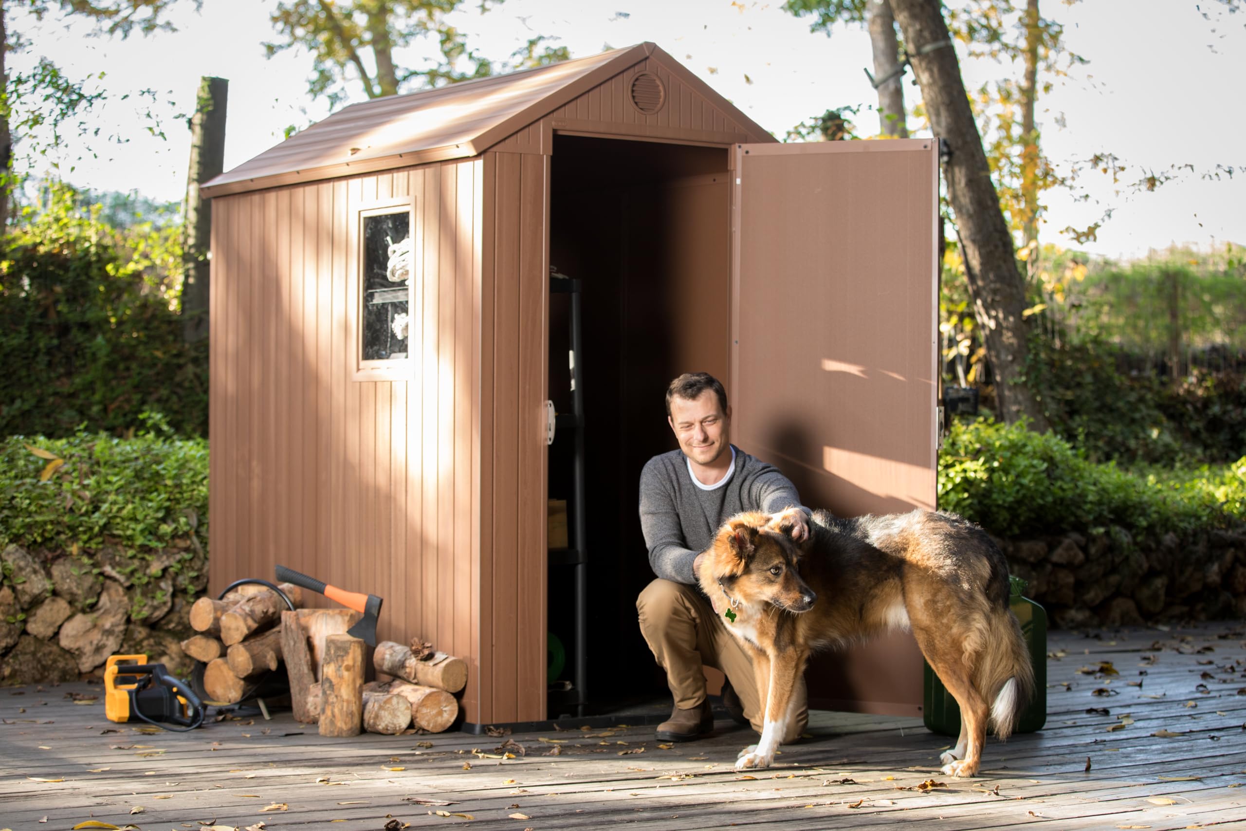 Keter Darwin 4x6 Resin Outdoor Storage Shed Kit-Perfect to Store Patio Furniture, Garden Tools Bike Accessories, Beach Chairs and Lawn Mower, Brown