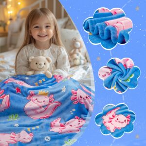 Axolotl Toys Gifts for Girls - Pink Axolotl Blanket Glow in The Dark for Kids Ages 1 2 3 4 5 6 7 8 9 10 11 12 - Axolotl Toy Costume Decorations for Toddler Baby Teens Birthday Christmas Child Gifts