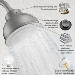 Shower Head with Filters,Shower Filter Head for Hard Water Remove Chlorine and heavy metal,Water Softener Shower Head Reduce Hair Shedding Soothe Dry Skin, Brushed Nickel Shower Head High Pressure