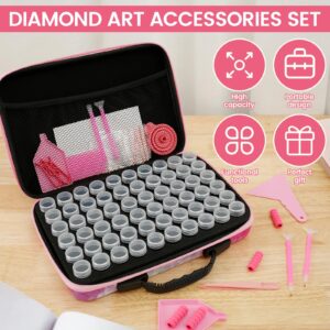 Abizarch Diamond Drawing Storage Containers 60 Slots Large Capacity Diamond Drawing Accessories Organizer with Funnel Tray and Pen Portable Diamond Art Storage Box for Diamond Art Craft