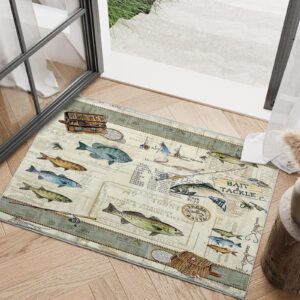 citari Fishing Area Rug 2x3 ft for Bedroom Entryway Rugs Non-Slip Bath Rugs Funny Bathmats Washable Carpet Indoor Floor Mats for Living Room Kitchen Kid's Room Modern Small Rug for Door Mat