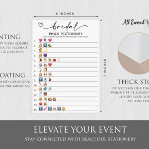 All Ewired Up 50 Bridal Shower Games Emoji Pictionary (50-Cards) Fun Wedding Game Activity, Decorations, Engagement Party, Rehearsal Dinner, Minimalist Script