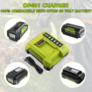 Nyveyoo Upgraded 6000mAh Replacement OP4026 Battery + OP401 Charger for Ryobi 40V Battery 6Ah and Charger Combo Compatible with Ryobi 40 Volt Battery OP40602 OP40501 OP40401 OP4050A OP4040 OP4030