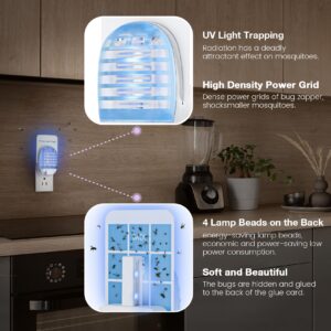 Flying Insect Trap 2 Devices+6 Refills, Bug Zapper+Insect Trap for Home,Kill Grid & Glue Dual Efficacy Mosquito Killer,Plug-in Fly Traps for Flies, Fruit Flies, Moths, Gnats, and Other