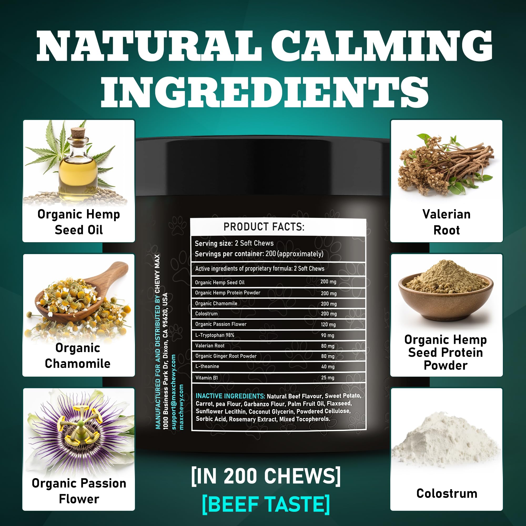 Calming Chews for Dogs | Puppy Calming Chews | Calming Care for Dogs | Calm Chews for Dogs | Puppy Calming | Dog Calming Chews | 200 Chews