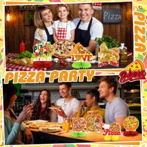 Weekgrat 12 Pcs Pizza Party Honeycomb Centerpieces Decorations Pizza Birthday Party Favors Table Sign for Birthday Baby Shower Food Party Supplies