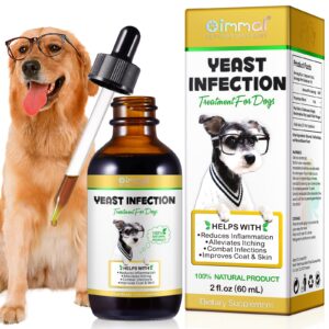 dog yeast infection treatment, natural yeast infection treatment for dogs, supports dog ear infection treatment and allergy itch relief, reduces inflammation,improve coat & skin, bacon flavor, 2 fl oz