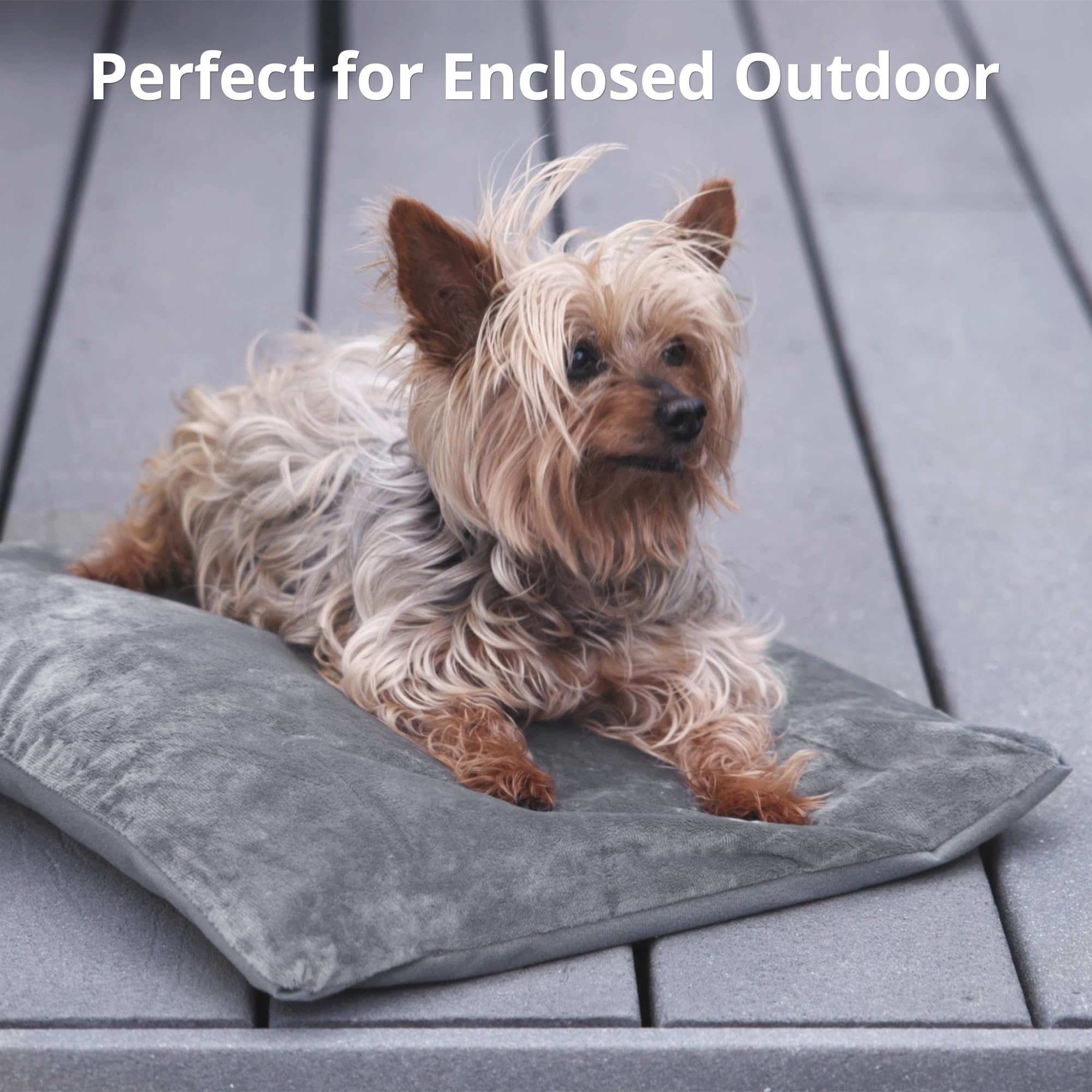 Petace Outdoor Heated Cat Bed, Soft Pet Heating Pad with Steel-Wrapped Cord, Outside Pet Warmer for Feral Cats and Dogs, 27.5" x 15.7", 50 Watts