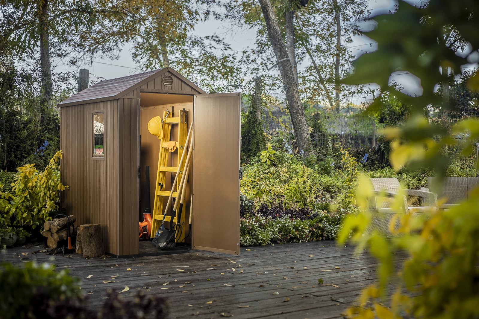 Keter Darwin 4x6 Resin Outdoor Storage Shed Kit-Perfect to Store Patio Furniture, Garden Tools Bike Accessories, Beach Chairs and Lawn Mower, Brown