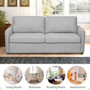 SumKea 78'' Sleeper Bed Couch Convertible Loveseat Plush Seat Cushions and Backrests, Lounge Sofa for Living Room, Apartment, Light Gray