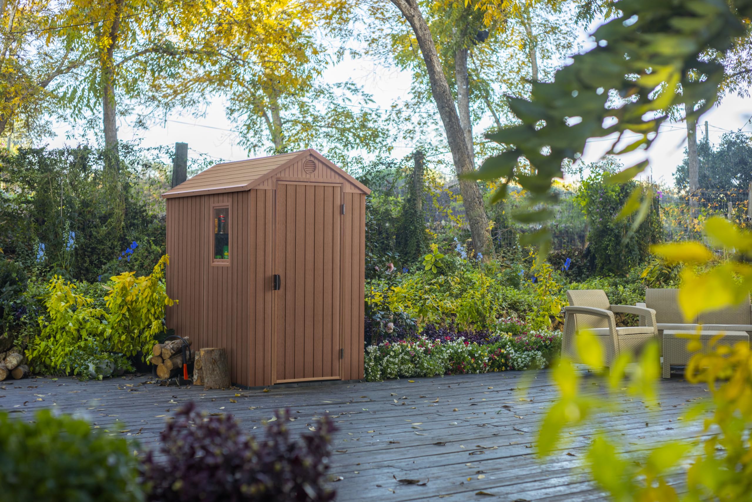 Keter Darwin 4x6 Resin Outdoor Storage Shed Kit-Perfect to Store Patio Furniture, Garden Tools Bike Accessories, Beach Chairs and Lawn Mower, Brown