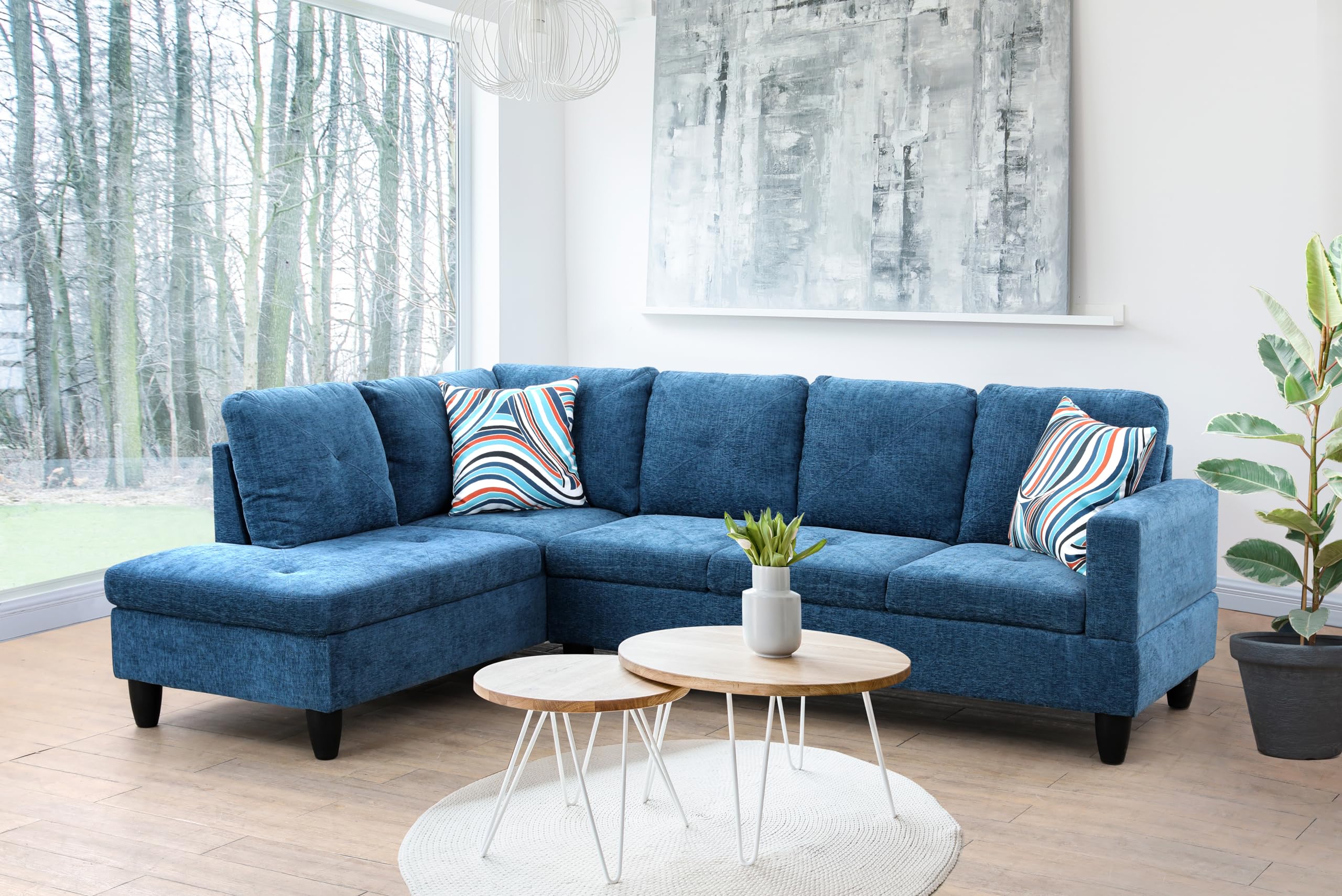 FUOROLA Hugo, Left Facing Sectional, Blue