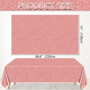 4 Pack Pink Rose Gold Tablecloths, 51x87'' Rose Gold Sequin Printed Plastic Table Cover, Rose Gold Glitter Birthday Background Decorations for Girls Birthday Wedding Graduation Princess Party Supplies